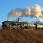 Colour photograph of the Canadian Pacific steam train on the move