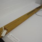 Colour photograph of springstring. A self built electro acoustic musical instrument by Hugh Davies