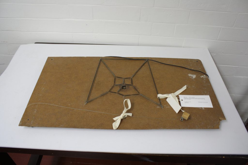 Colour photograph of Springboard Mark 11. A self built electro acoustic musical instrument by Hugh Davies