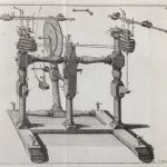 Detailed ink drawing of a machine for central forces