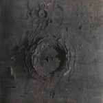 A black and white drawing of a crater in chalk pastel and crayon entitled Copernicus