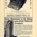 Newspaper advertisement for a silent typewriter and a silent vacuum cleaner