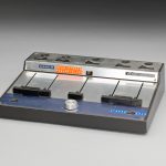 Colour photograph of an Uher Quad Stereo pre-amp mixer