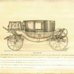 Pencil and ink drawing of a dress coach from the early twentieth century