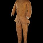 A bronze coloured striped and padded observing suit made from Indian silk