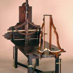 A philosophical table with collision apparatus from 1761 made from mahogany