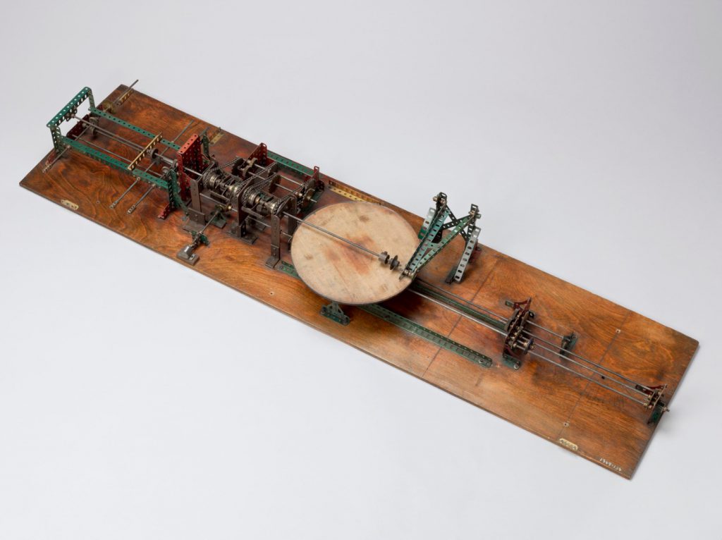 Colour photograph of a single integrator meccano model built in 1947