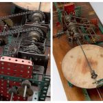 A close view of the gearing torque amplifiers and glass wheel and disk integrating unit of the Trainbox model