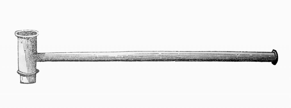 Pen and ink illustration of an inhaling tube from 1834
