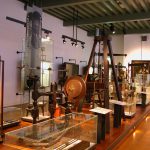 Photograph of a museum Boerhaave gallery showing various mechanical instruments