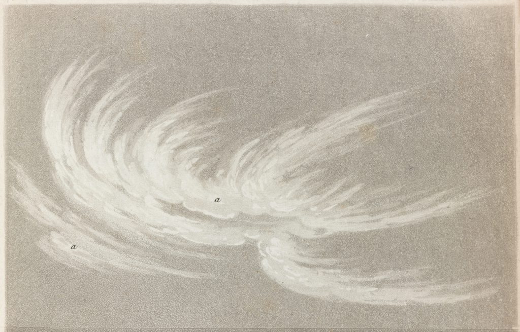 Print of an engraving showing a cirrus cloud formation