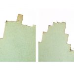 Colour photograph of two individual chart cards from a 1950s three dimensional chart showing electricity demand over time