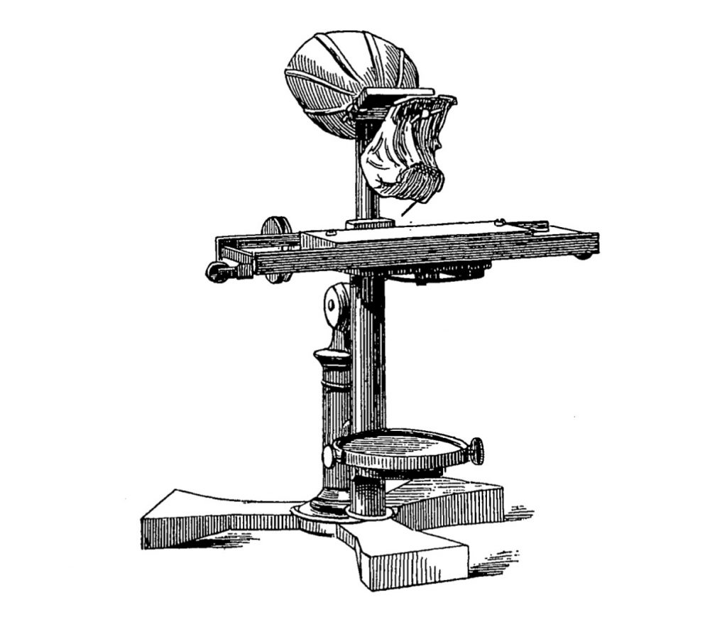 Pen and ink illustration of the ear phonautograph