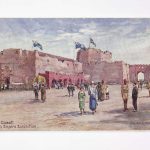 Souvenir postcard of the interior of a Gold Coast walled city