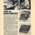 Printed advertisement for a noiseless typewriter made by Underwood
