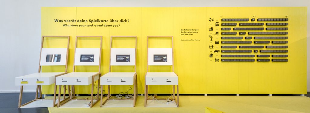 Colour photograph of a digital assessment station for use by museum visitors