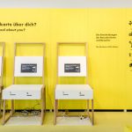 Colour photograph of a digital assessment station for use by museum visitors