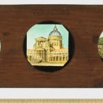 A Copper Plate Slider by Carpenter & Westley showing views of Public Buildings Saint Paul?s Cathedral Melrose Abbey and Southwark Bridge
