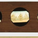 A Copper Plate Slider by Carpenter and Westley showing views of Public Buildings view of Saint Michael Parisian Military Hospital and the Island of Staffa