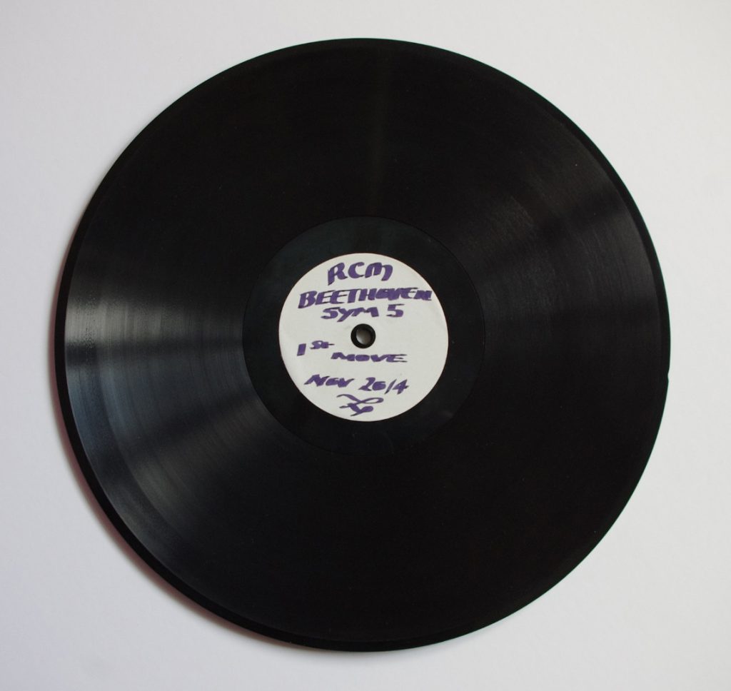 Colour photograph of a complete 78 rpm duplicate disc