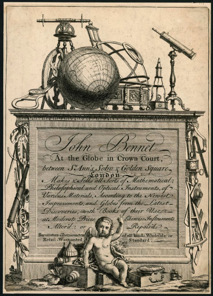 Advertising leaflet for John Bennett maker of mathematical philosophical and optical instruments