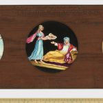 A Copper Plate Slider by Carpenter and Westley showing scripture subjects Adam and Eve driven out of Paradise Herodias with the head of John the Baptist and Christ brought to the temple