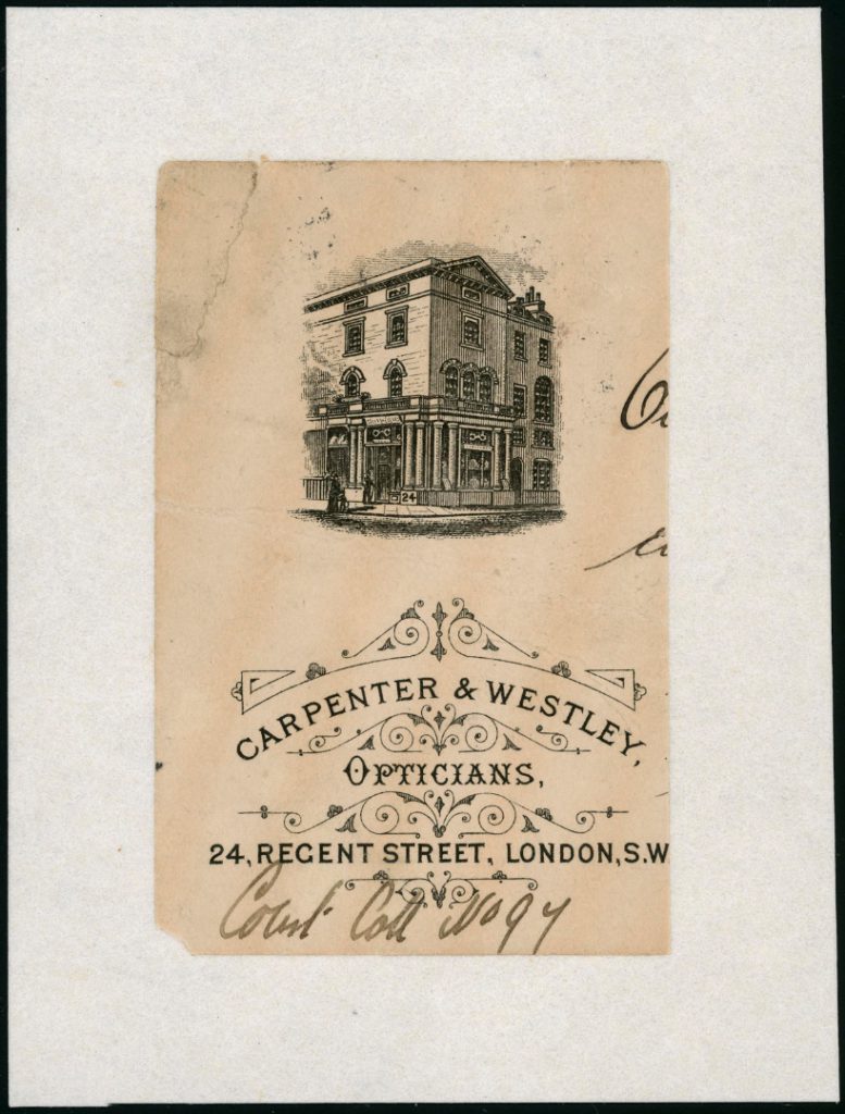 A trade card for Carpenter & Westley from 1838