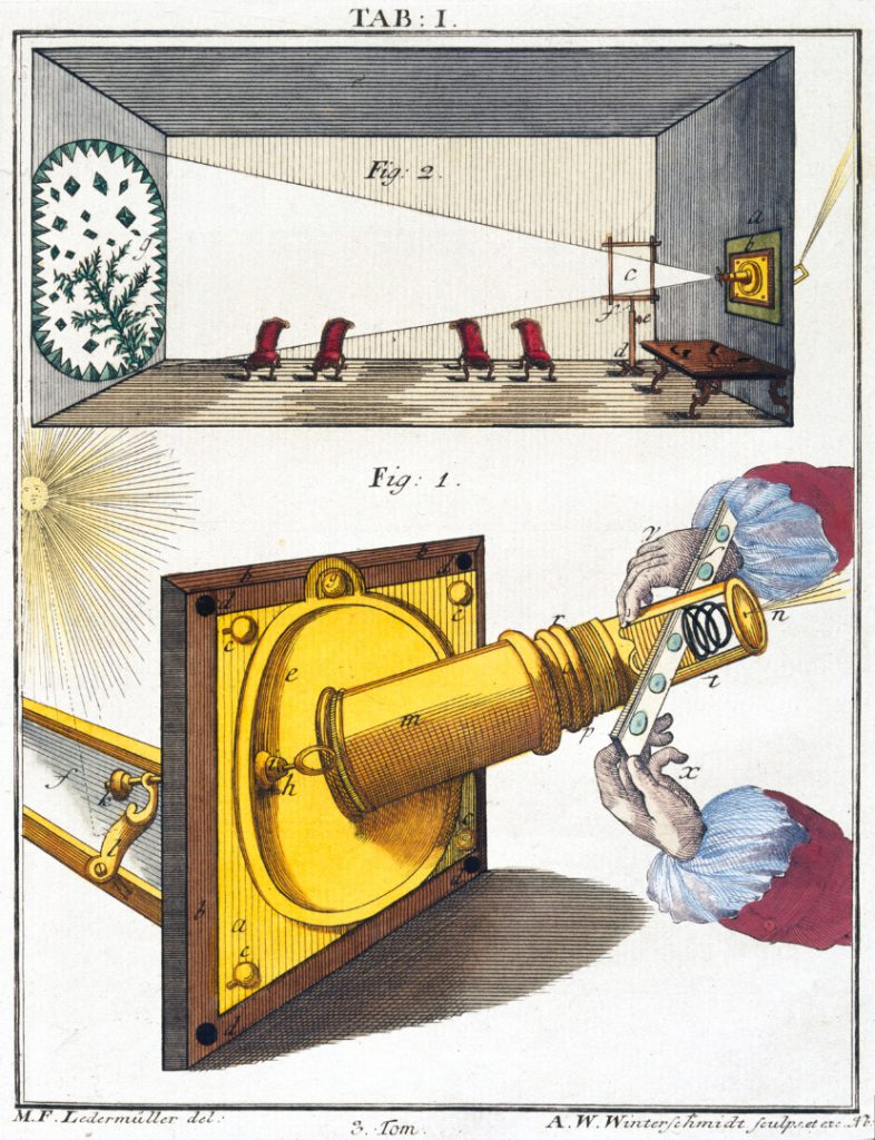 An illustration of a Solar Microscope from 1776