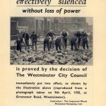 Printed advertisement for a silenced pneumatic drill made by Holman