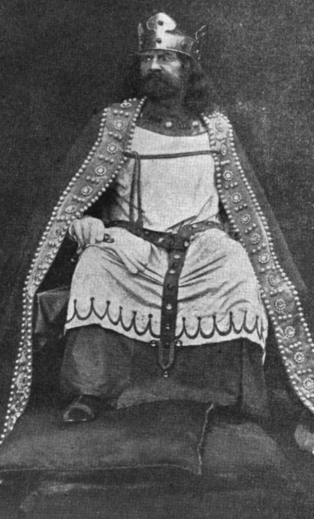 Black and white photograph of a waxwork model of King John from 1937