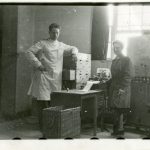 Black and white photograph of William Grey Walter and Vivian Dovey at the BNI