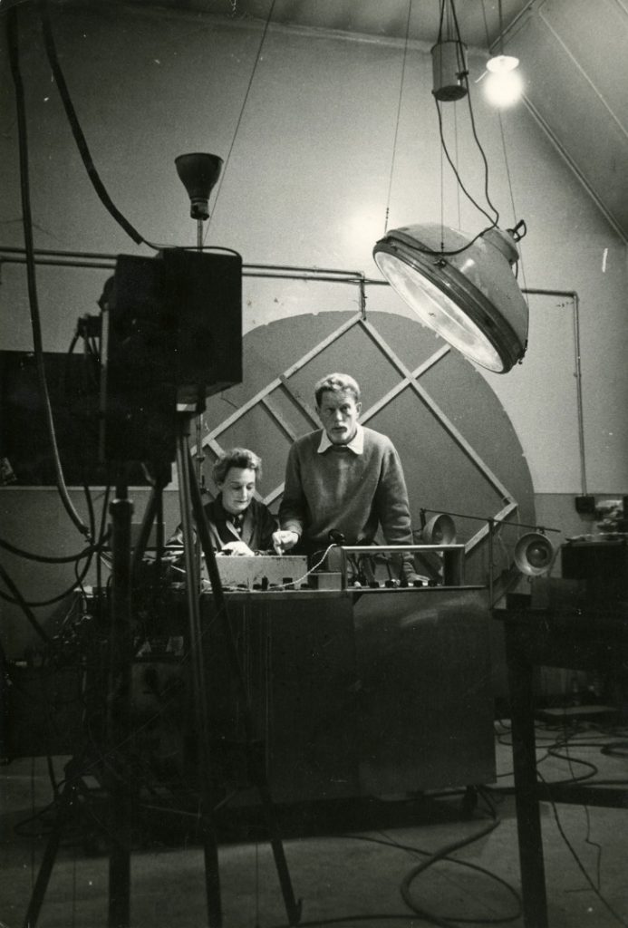 Black and white photograph of William Grey Walter and Vivian Dovey at the BNI