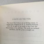 Photograph of the inside page of a commercial book that displays information on the type