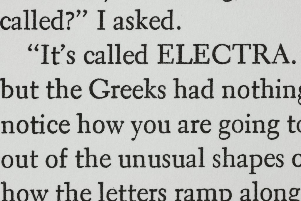 Photograph of the Electra font