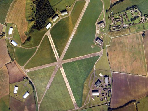 Aerial view of the object storage buildings and land at Wroughton