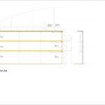 Architects line drawing plan of a storage hangar