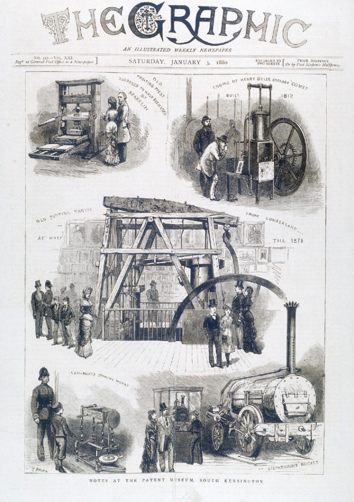 Front page of The Graphic newspaper depicting the highlights of the Patent Office Museum collection