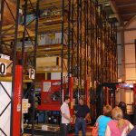 A set of three colour photographs showing an outdoor storage warehouse unit static storage racking and mobile storage racking