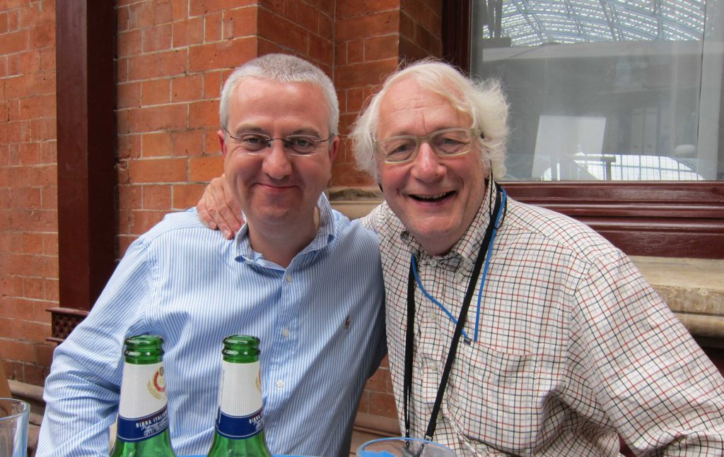 Colour photograph of Jeff Hughes and Finn Aaserud