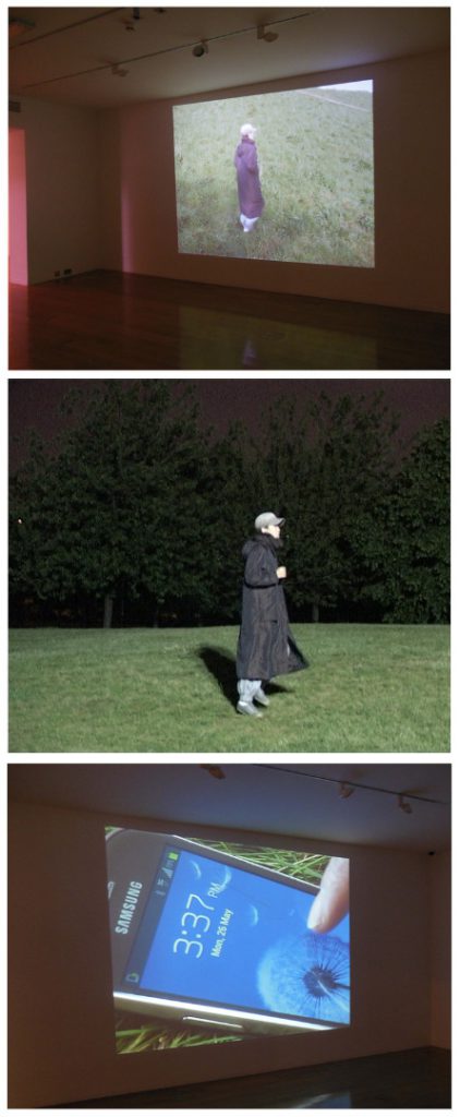 Top and bottom: Installation shot of Bada Song's SEND-IT as part of Bada Song's solo show This Way and That at Asia House