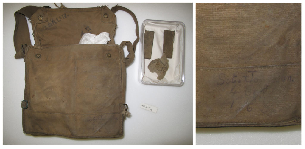 Colour photograph of a gas mask haversack