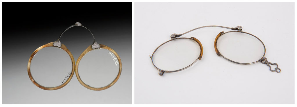 Colour photographs of two pairs of spectacles from the nineteenth century
