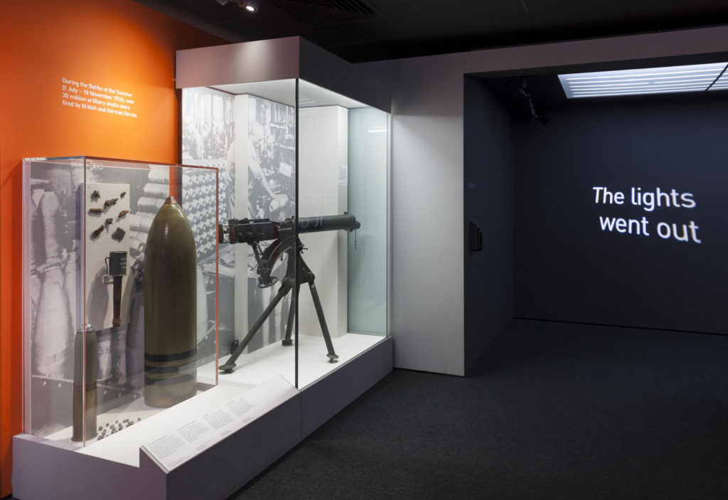 Colour photograph of Wounded exhibition object display cases