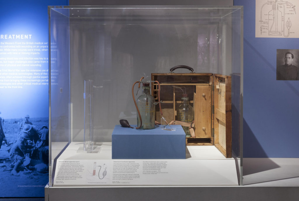 Colour photograph of a Wounded exhibition object display case