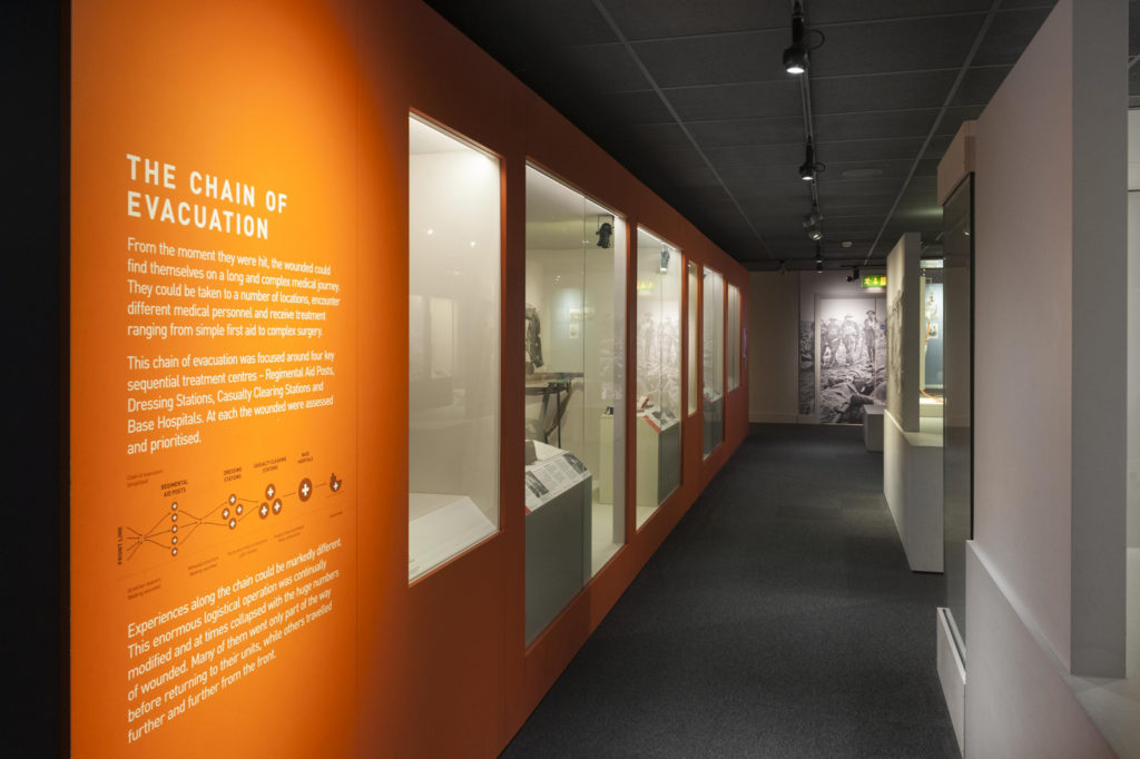 Colour photograph of Wounded exhibition object display cases