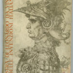 Front cover of the 1939 exhibition showing Leonardos ink drawing of the profile of an armoured soldier
