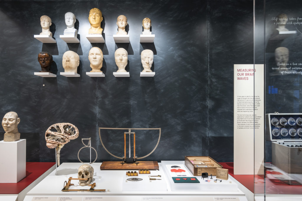 Colour photograph of a medical objects display case