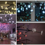 Colour photographs of the Bloom light installation