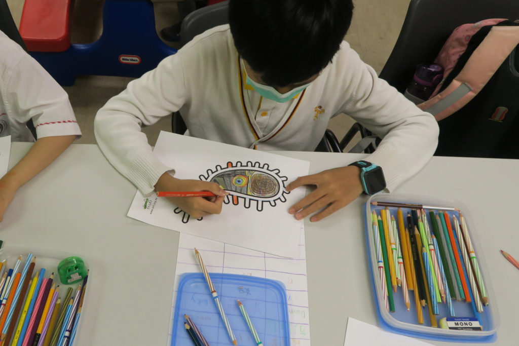 Photograph of a pupil at the Art in Hospital workshop