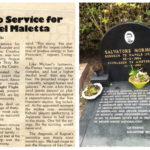 Newspaper cutting of an obituary for Michael Maletta and photograph of the gravestone of Salvatore Mormone